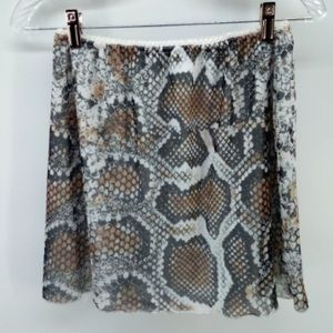 PrettyLittleThing Snake Print Lined Lightweight Pull On Skirt 12 Gray Brown